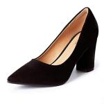 Stylish Black Chunky Block Heel Pumps for Women