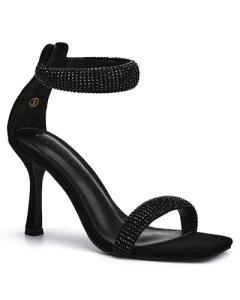 Coutgo Women's Rhinestone Ankle Strap High Heels