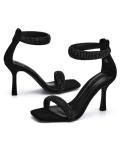 Coutgo Women's Rhinestone Ankle Strap High Heels