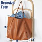 Oversized Orange-Brown PU Leather Tote Bag
