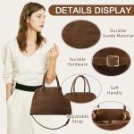 Brown Suede Tote Bag with Leather Handles