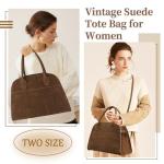 Brown Suede Tote Bag with Leather Handles