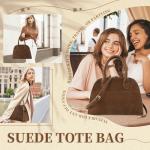 Brown Suede Tote Bag with Leather Handles