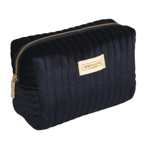 Plush Velvet Small Makeup Bag - Black