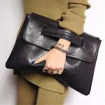 NIGEDU Black PU Leather Women's Handbag Clutch