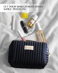 Plush Velvet Small Makeup Bag - Black