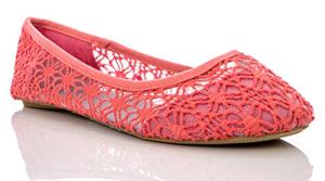 Coral Crochet Lace Ballet Flats for Women
