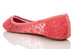 Coral Crochet Lace Ballet Flats for Women