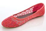 Coral Crochet Lace Ballet Flats for Women