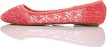 Coral Crochet Lace Ballet Flats for Women
