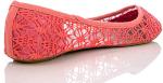 Coral Crochet Lace Ballet Flats for Women