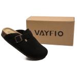 Vayfio Women's Black Suede Comfort Clogs Mules