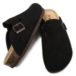 Vayfio Women's Black Suede Comfort Clogs Mules
