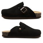 Vayfio Women's Black Suede Comfort Clogs Mules