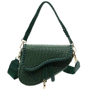 Woven Green Crocodile Leather Crossbody Bag