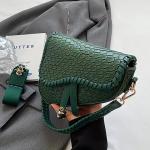 Woven Green Crocodile Leather Crossbody Bag