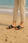 CUSHIONAIRE Women’s Green Cutout Slide Sandals
