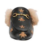 Arqa Women's Leather Fur Mule Flats with Buckle
