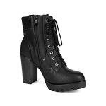 Chic Black Lace-Up Combat Ankle Boots, Size 8.5