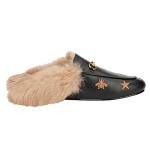 Arqa Women's Leather Fur Mule Flats with Buckle