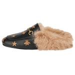 Arqa Women's Leather Fur Mule Flats with Buckle