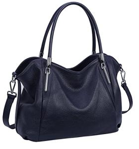 HESHE Navy Blue Genuine Leather Handbag Collection