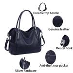 HESHE Navy Blue Genuine Leather Handbag Collection