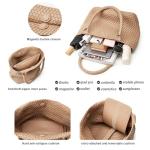 Khaki Woven Tote Bag: Stylish Vegan Leather Purse