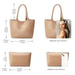 Khaki Woven Tote Bag: Stylish Vegan Leather Purse