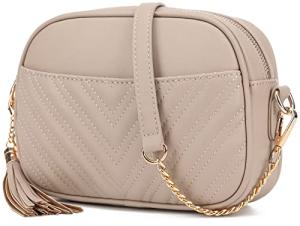 Lola Mae Stylish Quilted Crossbody Bag in Stone