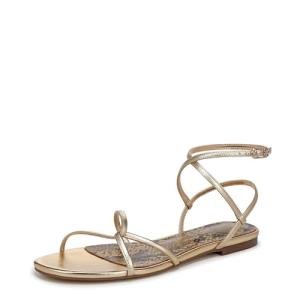 Sam Edelman Ellina Flat Sandal in Amber Gold