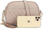 Lola Mae Stylish Quilted Crossbody Bag in Stone