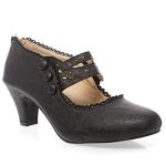 V-Luxury Womens 36-MINA4 Closed Toe Mary Jane High Heel Shoes, Black PU Leather, 8 B (M) US