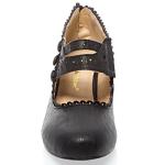 V-Luxury Womens 36-MINA4 Closed Toe Mary Jane High Heel Shoes, Black PU Leather, 8 B (M) US