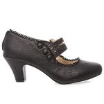 V-Luxury Womens 36-MINA4 Closed Toe Mary Jane High Heel Shoes, Black PU Leather, 8 B (M) US