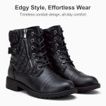 Vepose Women's Black Ankle Boots, Lace up Casual Combat Booties, Size 7 US - 927 Knitting Wool (CJY927 Black 07)