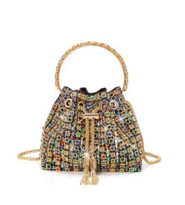 Sweetovo Sparkly Diamond Evening Bag Clutch Purses for Women Rhinestone Purse Glitter Handbag for Party Prom Cocktail Wedding (Colorful)