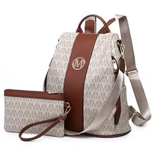MKP COLLECTION Women Fashion Backpack Purse Multi Pockets Anti-Theft Rucksack Travel Shoulder Bag Handbag Set 2pcs