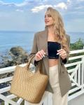 AUACDIY Woven Tote Bag for Women Fashion Woven Bags for Women Shoulder Bag Vegan Leather Handbags Large Work Travel Beach Tote Bags With Purse Golden