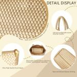 AUACDIY Woven Tote Bag for Women Fashion Woven Bags for Women Shoulder Bag Vegan Leather Handbags Large Work Travel Beach Tote Bags With Purse Golden