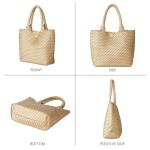 AUACDIY Woven Tote Bag for Women Fashion Woven Bags for Women Shoulder Bag Vegan Leather Handbags Large Work Travel Beach Tote Bags With Purse Golden