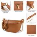 ITAMOOD Genuine Leather Waist Packs for Women, Fashion Fanny Pack Belt Bag, Luxury Designer Trendy Crossbody Bag, Festival Bum Bags for Sports Traveling Running With Chain Straps (Brown)