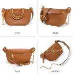 ITAMOOD Genuine Leather Waist Packs for Women, Fashion Fanny Pack Belt Bag, Luxury Designer Trendy Crossbody Bag, Festival Bum Bags for Sports Traveling Running With Chain Straps (Brown)