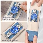 Travel Leather Watch Pouch/Watch Travel Case with Suede Lining/Luxury Leather Travel Watch Case Single Watch Pouch for Men and Women