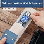 Travel Leather Watch Pouch/Watch Travel Case with Suede Lining/Luxury Leather Travel Watch Case Single Watch Pouch for Men and Women
