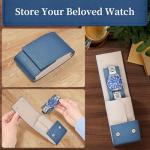 Travel Leather Watch Pouch/Watch Travel Case with Suede Lining/Luxury Leather Travel Watch Case Single Watch Pouch for Men and Women