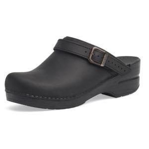 Dansko Ingrid Sling Back Mule Clog for Women - Anti-Fatigue Rocker Bottom Promotes Forward Foot Motion - Premium Leather Uppers for Long-Lasting Wear Black 8.5-9 M US