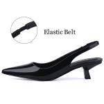 JENN ARDOR Black Slingback Kitten Heels Low Heeled Dressy Kitty Pumps for Women Going Out Short Sandals Fashion Casual Bridal Shoes Size 9