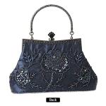 Womens Vintage Floral Beaded Rhinestone Embroidery Clutch Sequin Crossbody Bag Evening Handbag for Bridal Wedding Party Prom