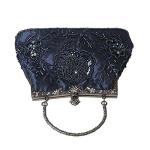 Womens Vintage Floral Beaded Rhinestone Embroidery Clutch Sequin Crossbody Bag Evening Handbag for Bridal Wedding Party Prom